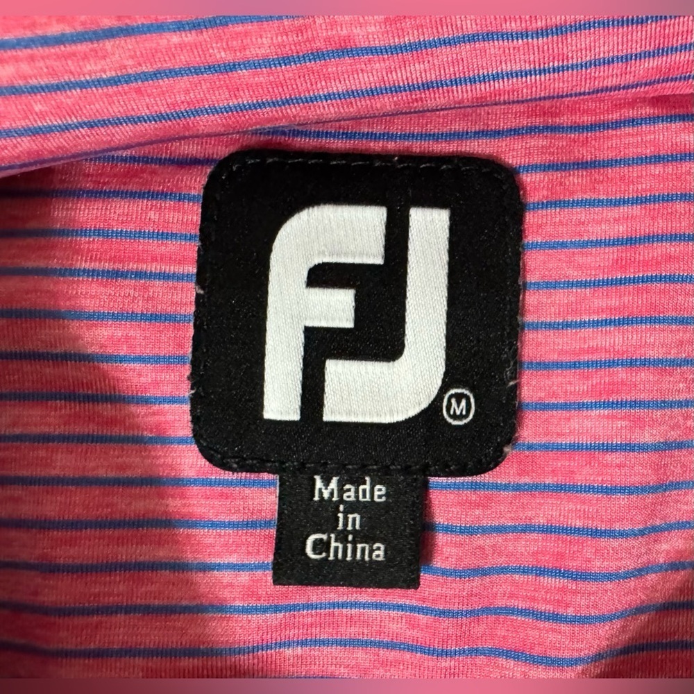FootJoy Lisle Heather Stripe Golf Polo Shirt Pink/Blue Size Medium - Picture 4 of 11